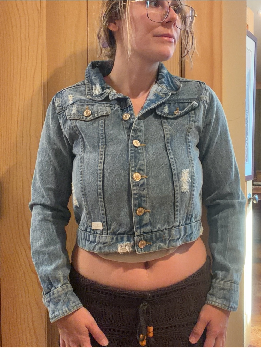 7 For All Mankind Light Blue Distressed Denim Jacket - Picture 10 of 14